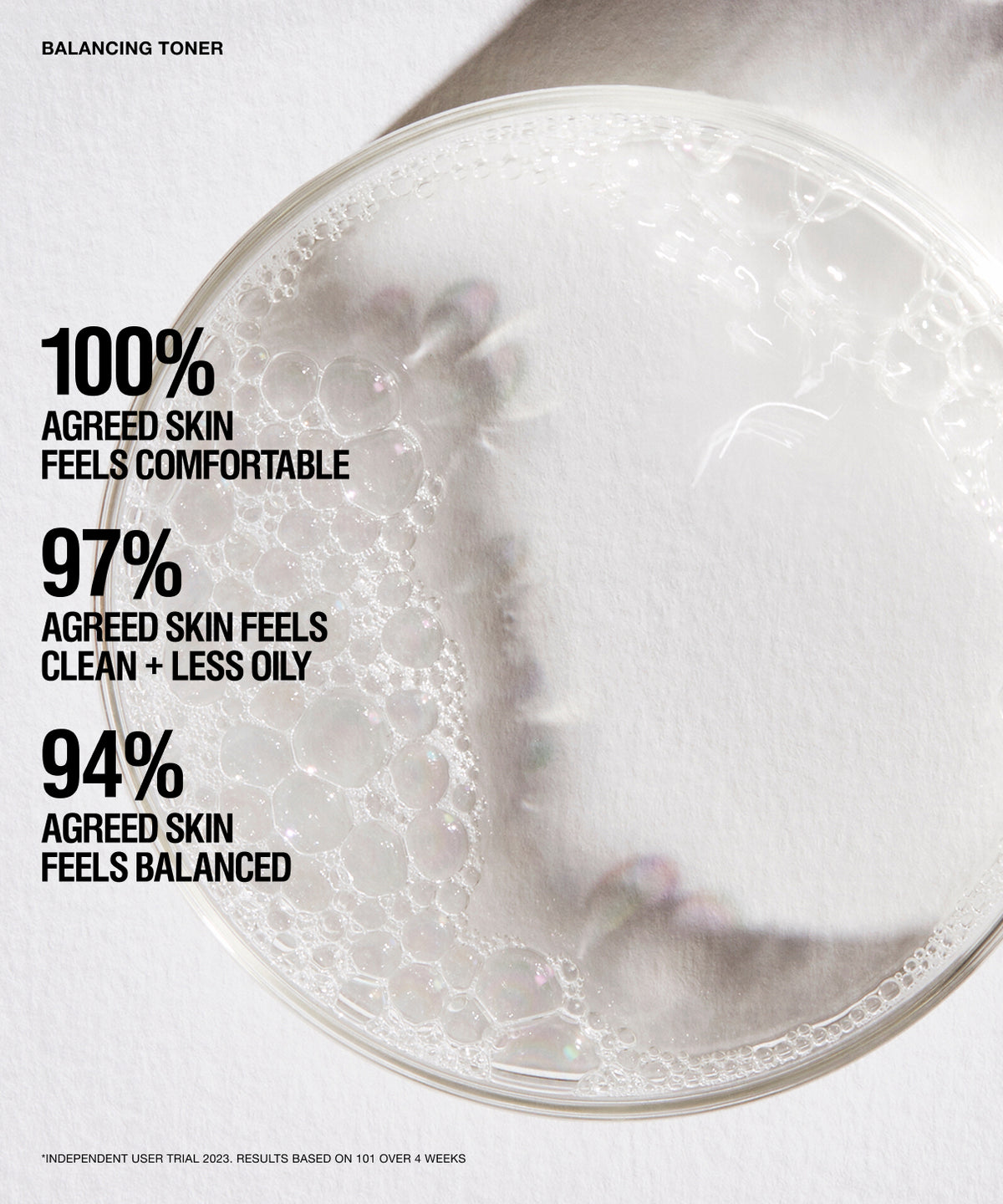 Balancing Toner texture shown up close for a refreshing skincare experience.