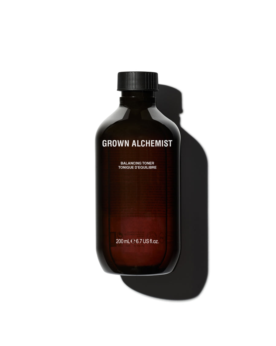 Bottle of Grown Alchemist toner on a white background
