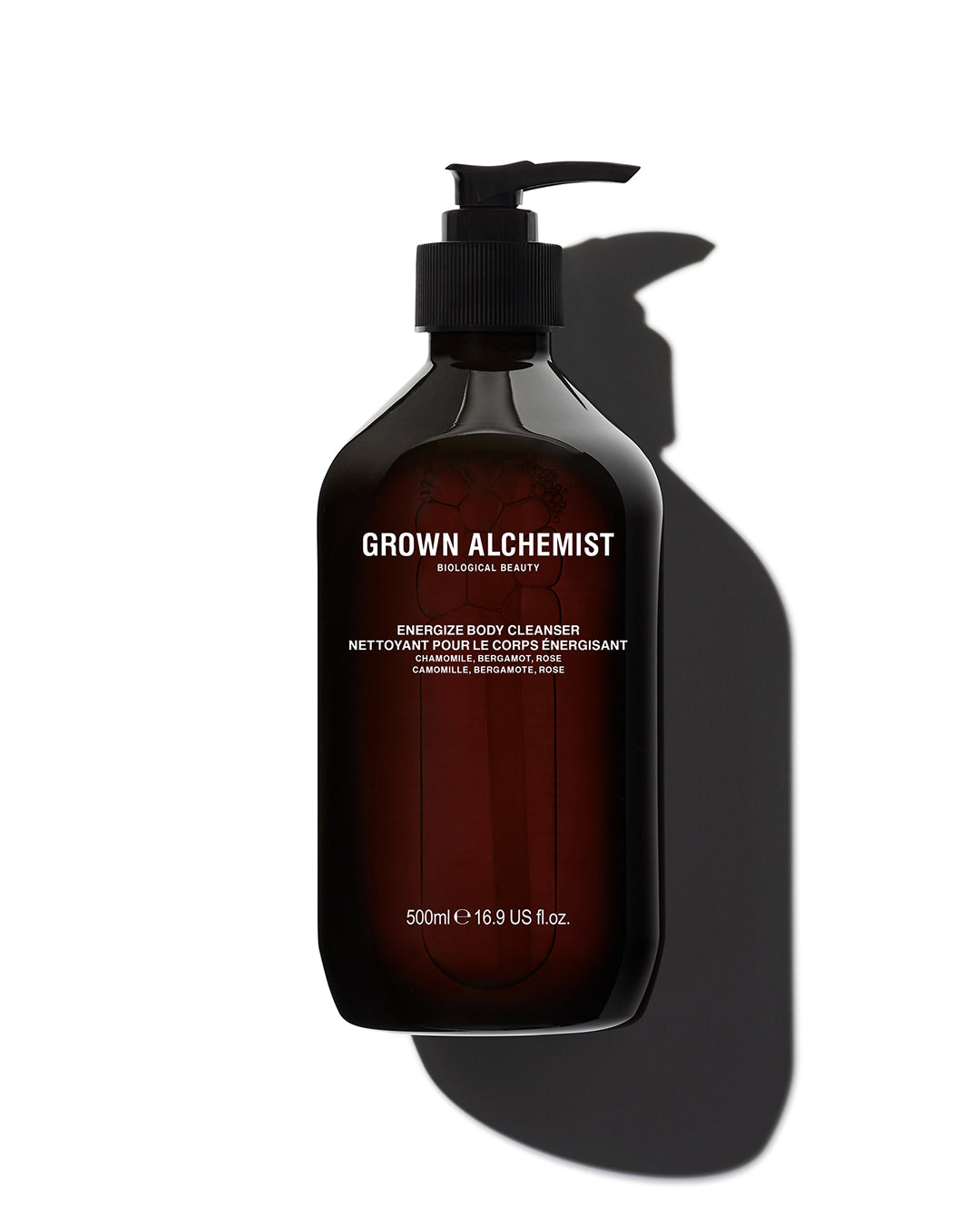 Grown Alchemist body cleanser bottle on a white background