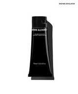A sleek black bottle of Grown Alchemist Enzyme Exfoliator, 75mL, shown on a solid white background with a subtle shadow.