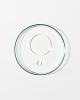 Clear glass lid on a white background