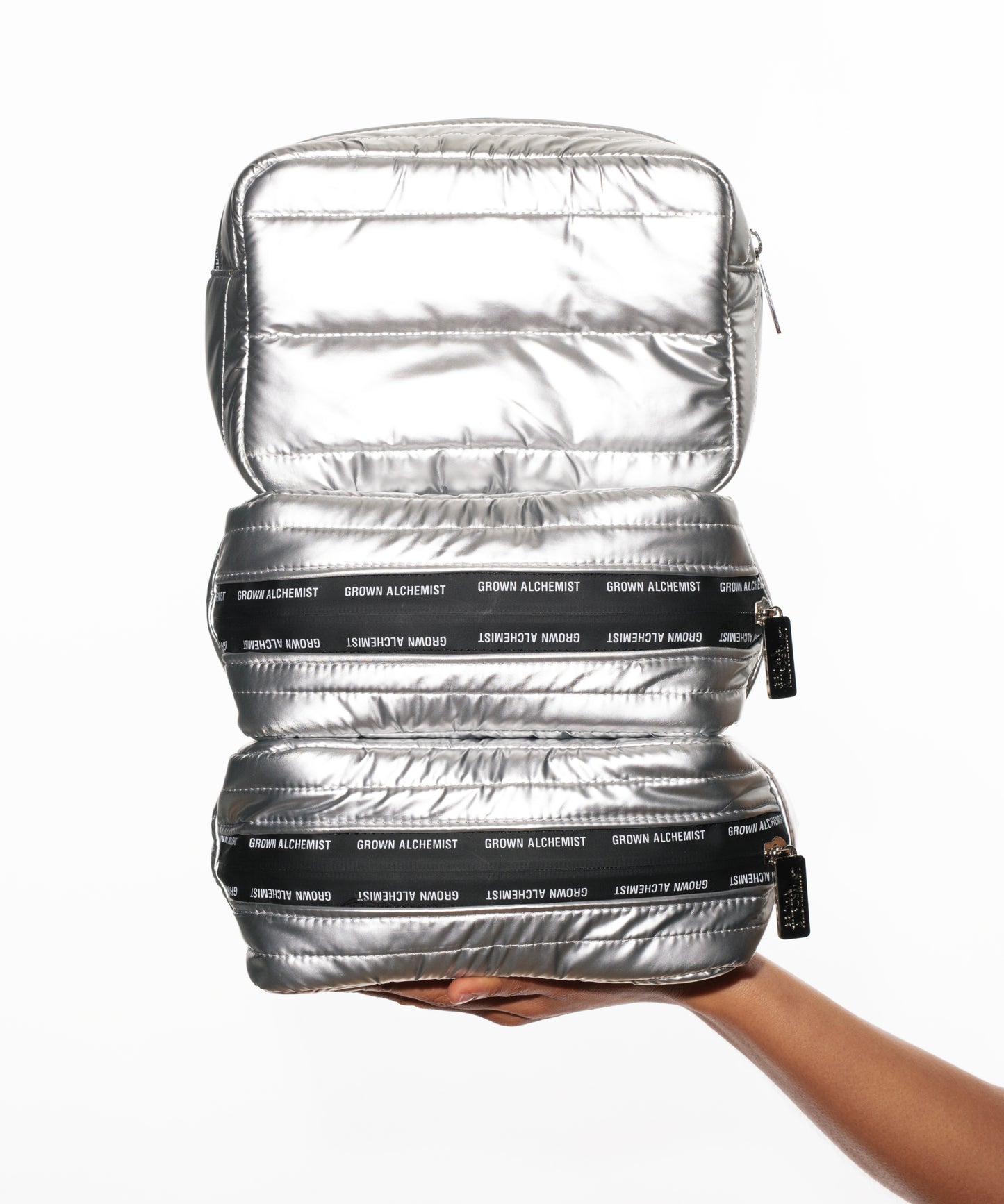 SILVER TOILETRY BAG