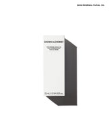 A tall white rectangular box labeled 'GROWN ALCHEMIST' and 'SKIN RENEWAL FACIAL OIL' on a clean white background, with a dark cast shadow to the right.
