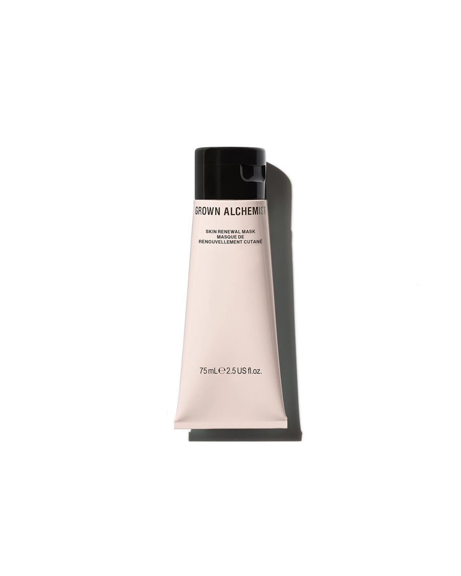 Skincare tube with 'Grown Alchemist' branding on a white background