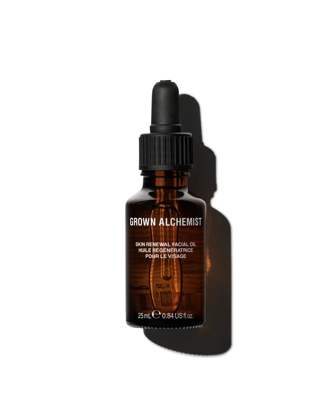 Grown Alchemist facial oil bottle with dropper on a white background